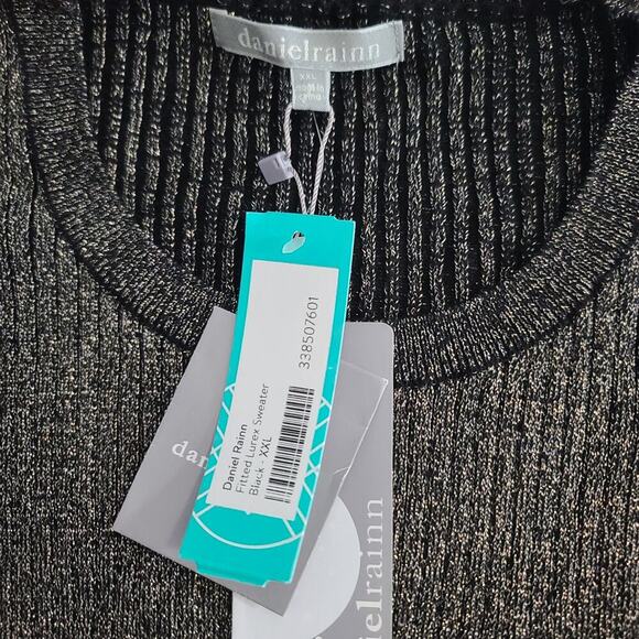 Daniel Rainn fitted Lurex Metallic gold detail black sweater size XXL Office - Picture 9 of 9